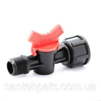 Пластмасовий кран 1/2 зовнішня внутрішня різьба 3/4
