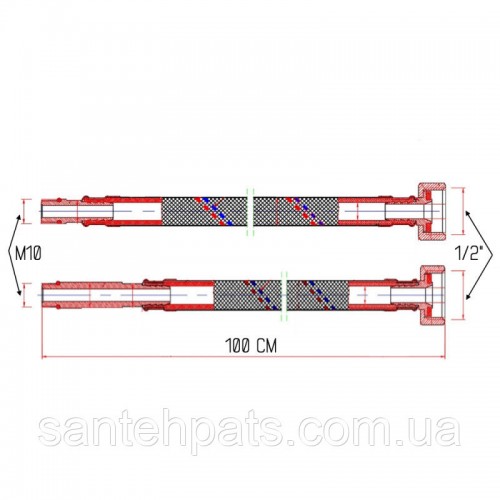 Гнучка підводка для змішувача SD Forte М10 100 см (пара) Гнучка підводка для змішувача SD Forte М10 100 см (пара)